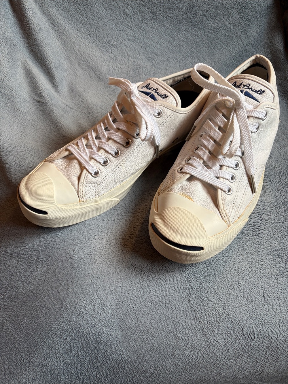 Converse Jack Purcell Low-Top Leather Sneakers in White Size 8M or 9.5W